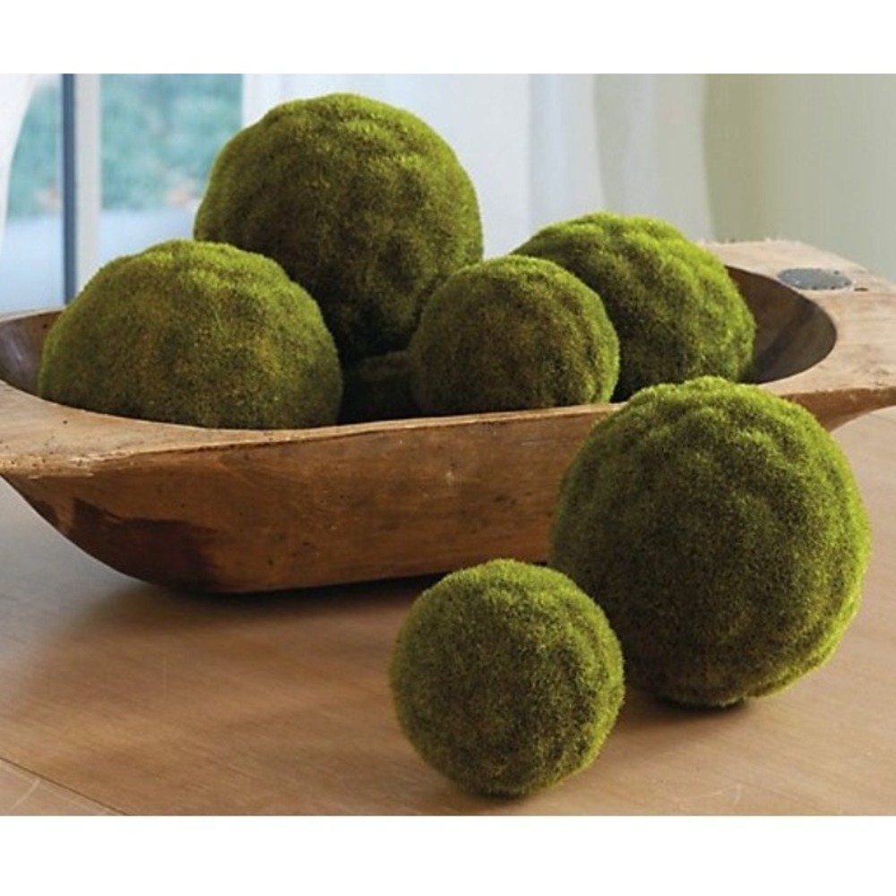 Ballard Designs Faux Moss Topiary Decorative Single Sphere 6" Green In/Outdoor